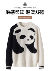 男女通用熊猫长袖舒适时尚，童装儿童羊毛衫，牧戎奢羊绒
