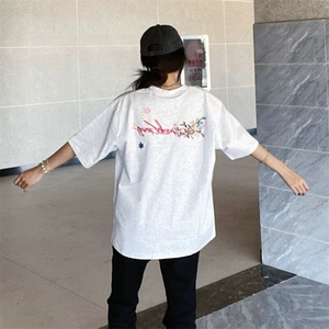 万针全刺绣工艺抖音得物高品质260克重磅纯棉双纱美式高街短袖T恤