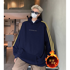 抖音得物供货提供视频秋冬重磅美式宽松织带连帽卫衣2308，男装卫衣，电商A486
