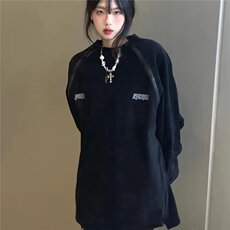687#P35双拉链灯芯绒刺绣卫衣M--3XL黑棕网图，男装卫衣，星座506A
