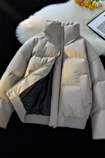 冬季clean立领棉服中性加厚PU皮短款棉衣HZ8810-特P72不议价，男装棉衣，星座610B-1