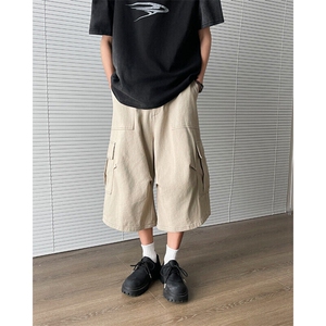 大口袋工装短裤男女夏季新款潮牌休闲宽松阔腿七分裤DK0359-P43图片