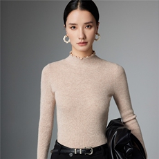 2025舒适百搭简约半高领长袖针织衫，女装羊绒衫，玛卡隆羊绒