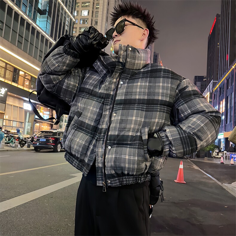AY155/P138控178冬季社会小伙立领百搭复古格子短款棉服男图首1,男装棉衣,星座305B-1