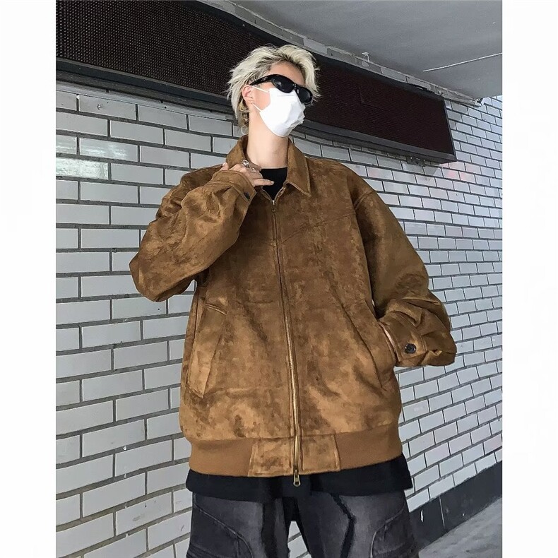 麂皮绒美式猎装外套男高级感潮牌飞行夹克美拉德穿搭M8224-P68,男装夹克,星座1109-3