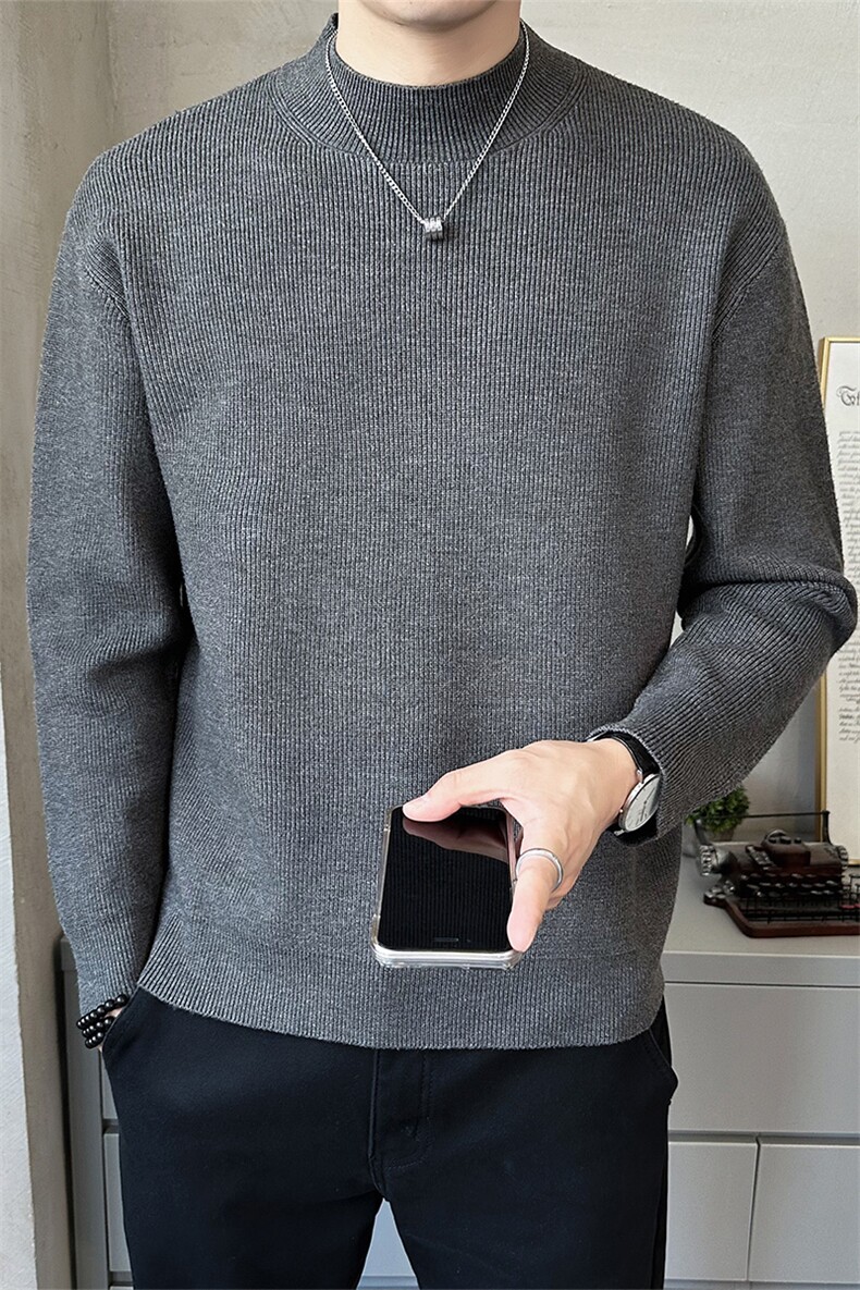 店主风秋季新款半高领毛衣针织衫男上衣保暖打底衫B338-6231-P65,男装T恤,电商B338