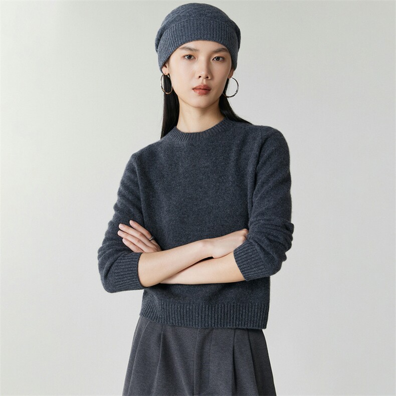 2025年秋季双股马鞍肩圆领时尚百搭通勤休闲,女装羊绒衫,朝思纯山羊绒