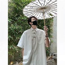 CS08-P50新中式风男士情侣衬衫短袖衬衣上衣，男装衬衫，电商B327