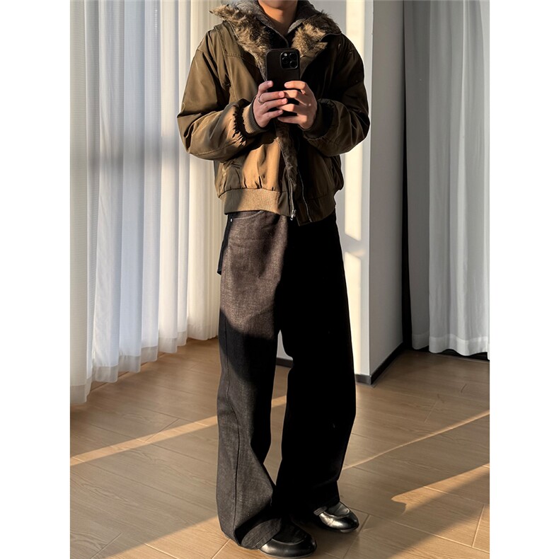 型男boxy夹克版型美潮毛领座山雕棉服W1808/特P95,男装夹克,电商B350