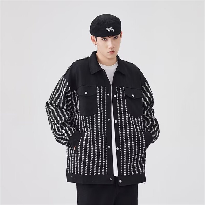 男士夹克春秋季宽松潮流翻领外套青年痞帅薄款小香风夹克衫上衣服,男装夹克,星座506A