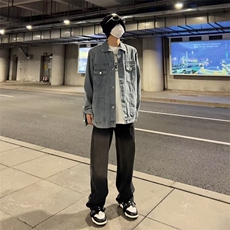 夹克秋季新款男士美式复古牛仔外套宽松休闲情侣上衣潮88233-P55，男装夹克，星座1008