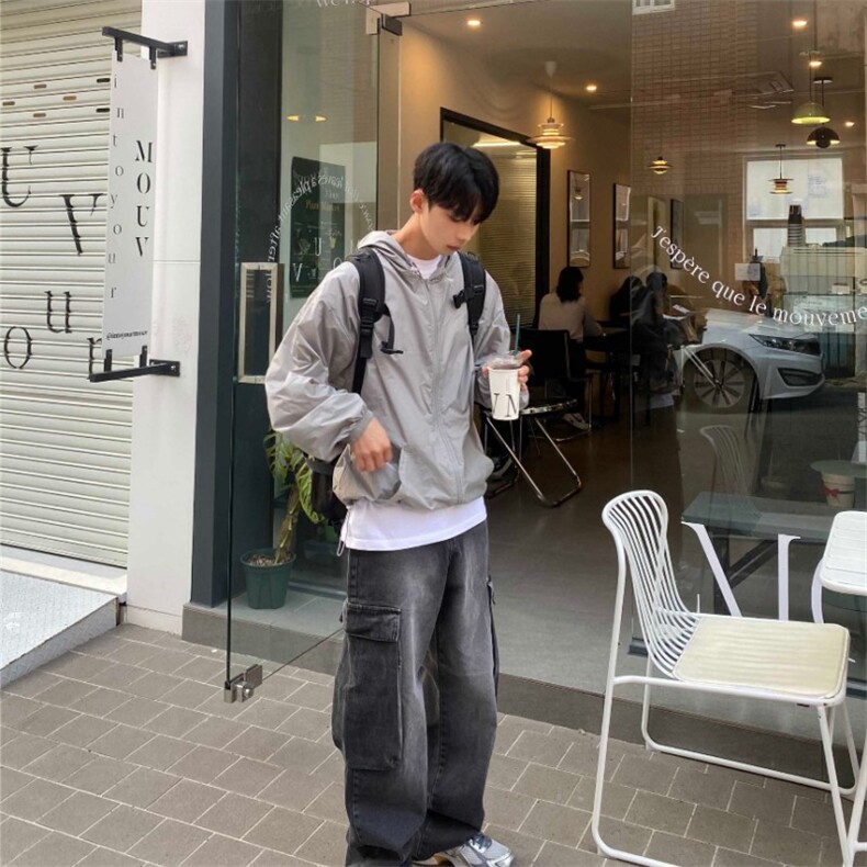 816B-WT009-P75 春夏防晒服户外夹克运动连帽冲锋衣潮牌情侣中性图片