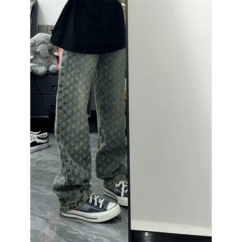 潮牌宽松颗粒扎花牛仔裤直筒休闲百搭高街裤-NZ210-网络图,男装牛仔裤,星座1002-2