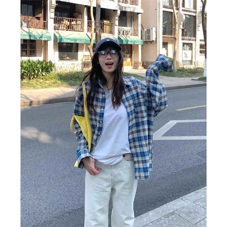 美式复古格子衬衫裤男女宽松百搭流苏设计感衬衣外套CS321,男装衬衫,星座516A