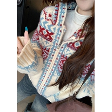 费尔岛连帽毛衣外套女秋冬圣诞拉链针织开衫外搭上衣MY479，男装针织衫/毛衣，星座1116A（原606A-3）