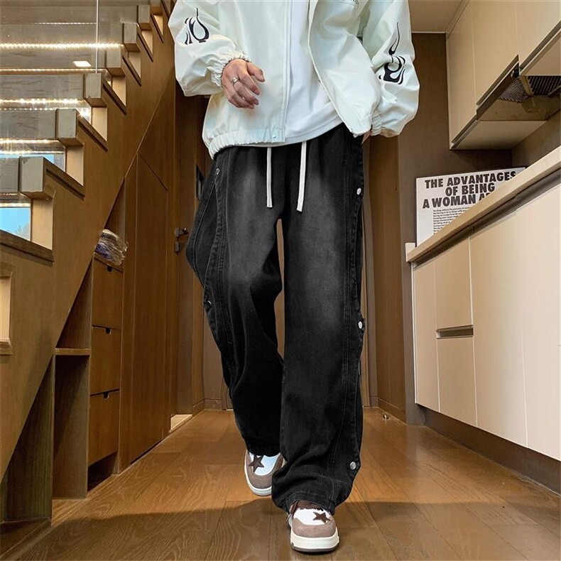 秋冬季美式高街牛仔裤男 潮牌个性显高设计感休闲裤G6102/P46图片