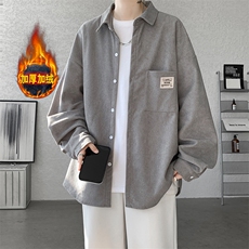 加绒衬衫男冬季新款港风宽松灯芯绒保暖长袖衬衣JR25-P48，男装衬衫，星座214-3