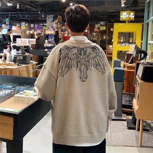 1港风圆领中性情侣潮流大码M-5XL印花加厚毛衣男7671P48加绒P55图片