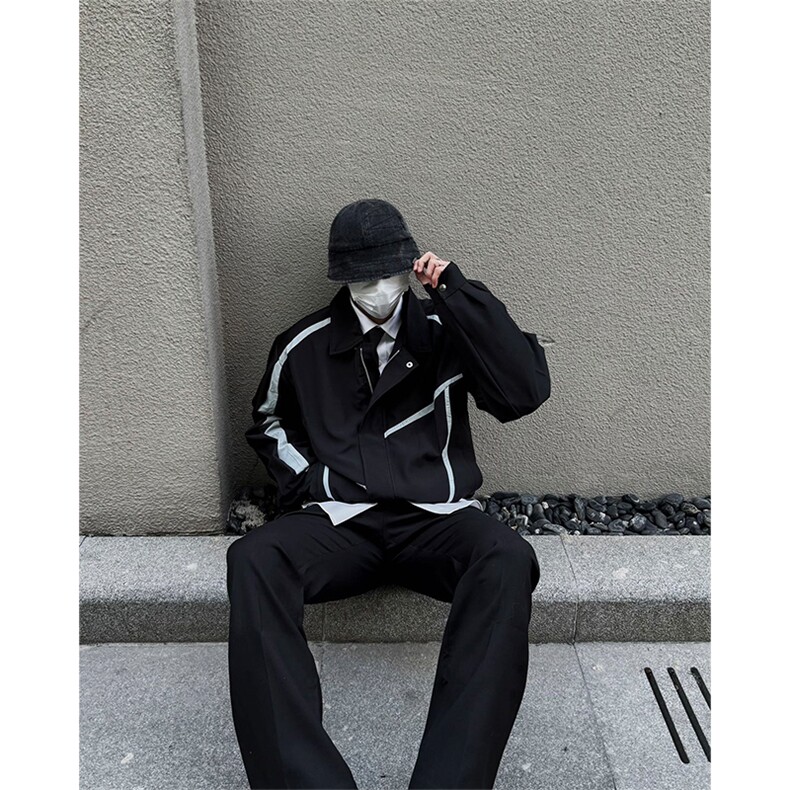 自家图，博主风cleanfit外套男短款撞色美式飞行员夹克JK2403-P85,男装夹克,星座1007（原301D）