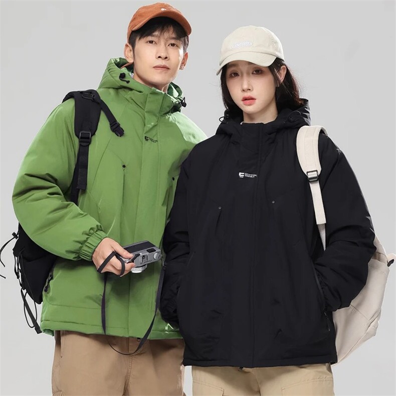 冬季新款棉服加厚大码情侣休闲纯色冲锋衣潮牌连帽外套棉衣男,男装棉衣,星座1013