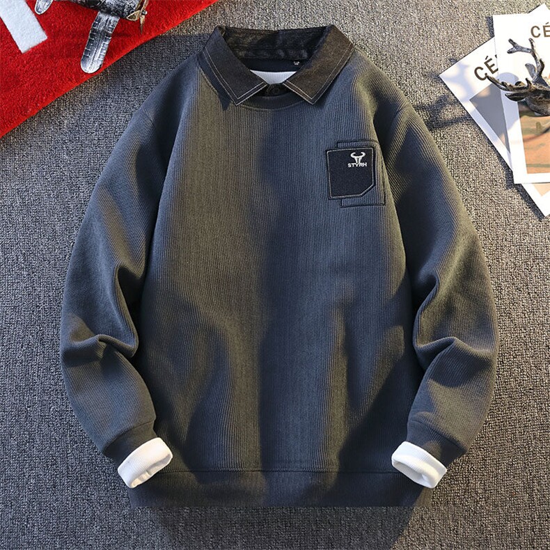 2024【新品】秋冬新款男士一体绒衬衫针织衫领潮流毛衣-M5152-P55,男装针织衫/毛衣,星座1105