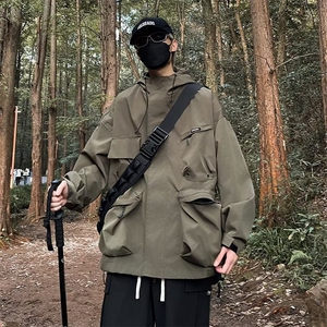 日系cityboy印花情侣冲锋衣夹克男秋季潮牌山系连帽外套图片