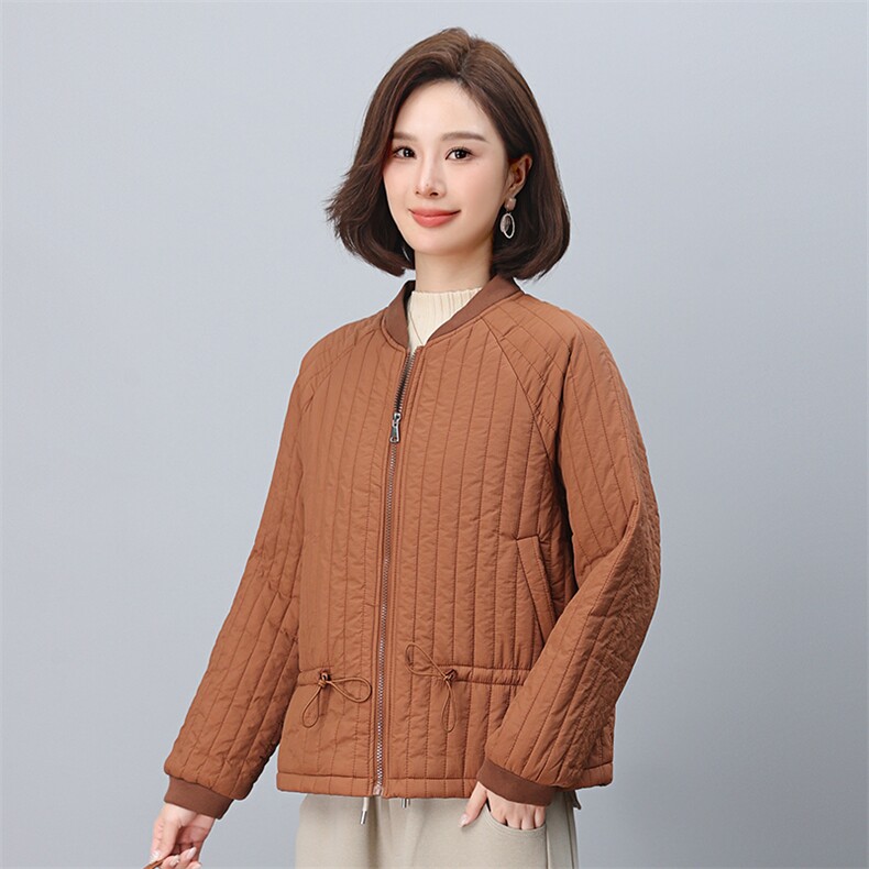 叶笙衣1181棒球领竖条纹抽绳棉衣,女装棉衣/棉服,叶笙衣