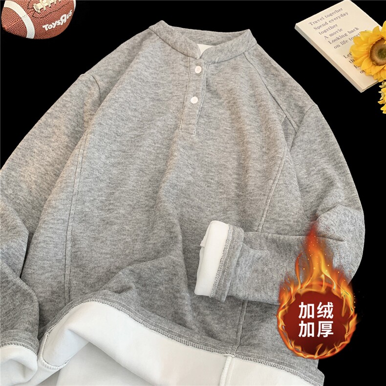 ！2025冬季男士加绒加厚保暖亨利领德绒打底衫DL2506特P30，男装T恤，电商B220
