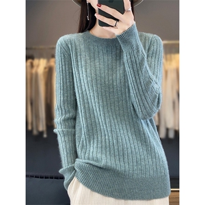 新款圆领套头羊毛衫女秋冬装新款韩版宽松百搭图片