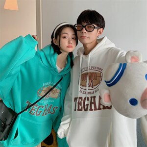 情侣装秋装 简约印花宽松大码情侣卫衣女外套 G956 P48 男类图片