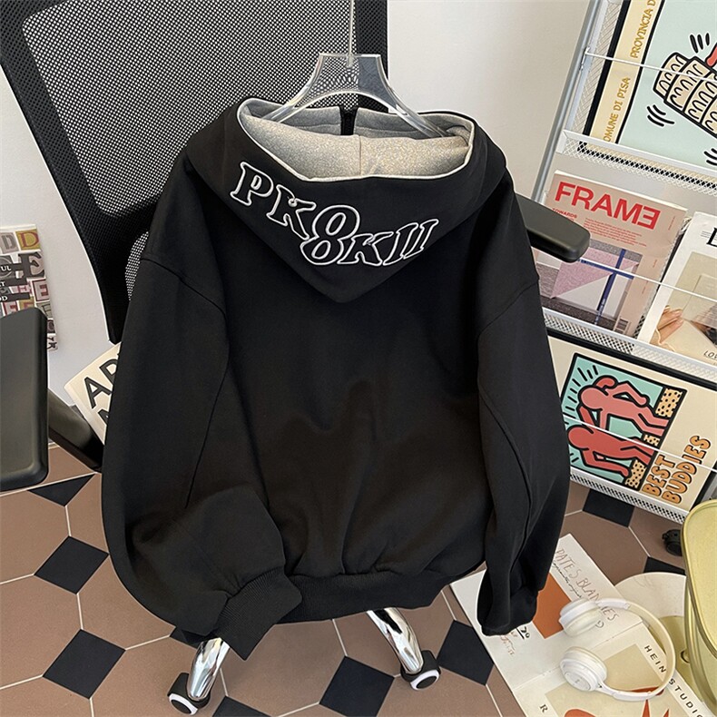 320克秋装连帽卫衣男宽松休闲开衫外套拼色帽衫XZ212-QWY3818-P48,女装短外套,星座212-1