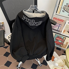 320克秋装连帽卫衣男宽松休闲开衫外套拼色帽衫XZ212-QWY3818-P48，女装短外套，星座212-1