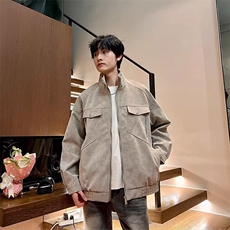 美皮夹克男新潮牌立领麂皮夹克工作服帅513AJK2669P72，男装夹克，星座513A