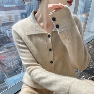 2025年秋季常规款通勤长袖翻领开衫时尚百搭图片