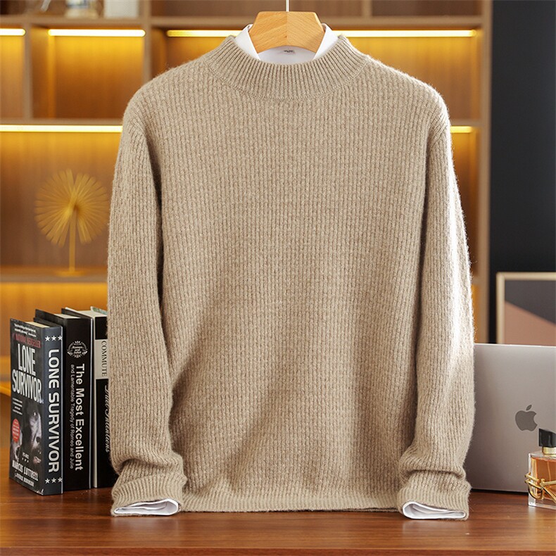 男士羊绒衫35%羊绒纯色休闲商务柔软舒适秋冬保暖，男装羊绒套衫，莺澜羊绒