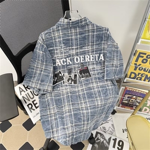 男士短袖夏季季2024新款格子短衬衫 C5002 P40图片