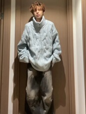 韩chic复古立领双拉链宽松休闲长袖针织麻花毛衣外套ZZS85P60，男装针织衫/毛衣，电商D256A(原A064A)
