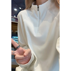 2025冬季新款港风女模大码德绒半拉链T恤M-5XHT251077-特P19，男装T恤，电商A022