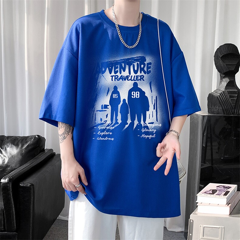 华夫格t恤男短袖男大码五分袖短句风HT73374-P22,男装T恤,电商A040