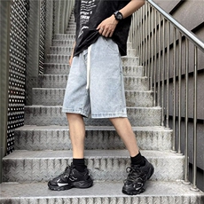 水洗牛仔短裤男夏潮牌炸街百搭外穿五分直筒休闲阔腿裤BM885P38，男装牛仔裤，星座1013-5