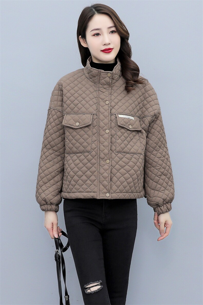 chic菱格棉服女2021年冬季新款棉衣棉袄ins潮韩版宽松短款,女装棉衣/棉服,笃写