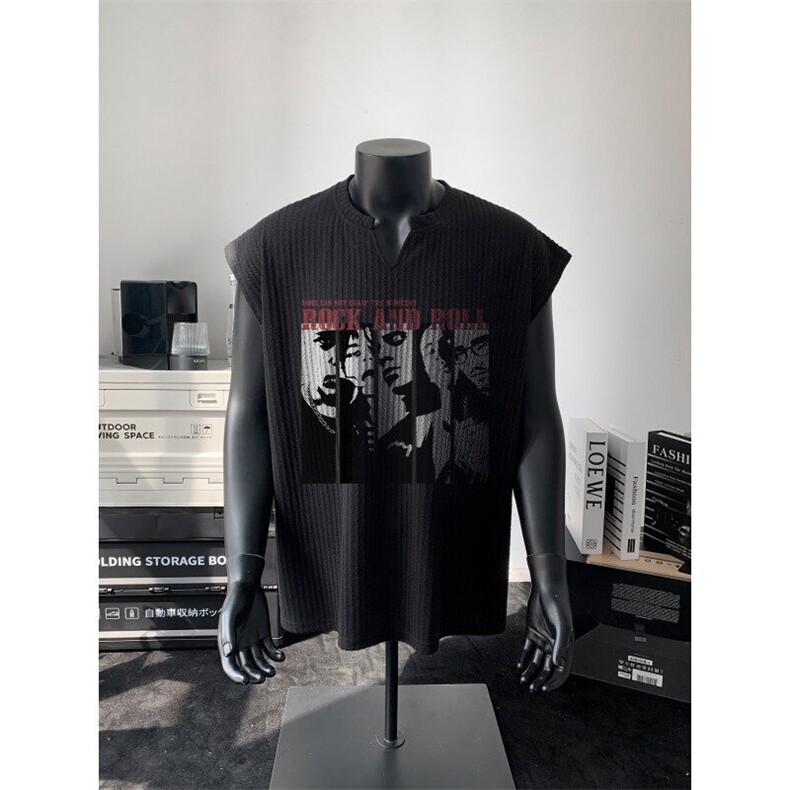 XZ809A/BXXX16/P35/控48美式V领印花背心T恤，男装背心/马甲，星座809A(原222-1)