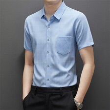 夏季2023新款短袖衬衫男士商务修身休闲百搭上衣衬衣潮流，男装衬衫，电商B212（原钱塘6029）