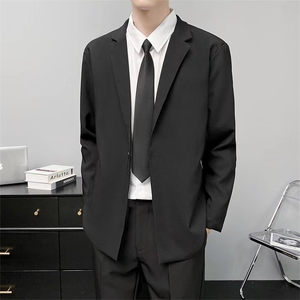 休闲西服外套男春秋韩版修身礼服商务黑色小西服 Y73 无装饰图片