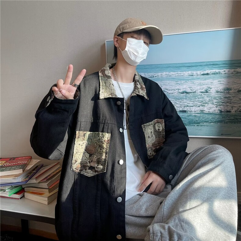 工装夹克男春秋新款潮牌宽松上衣韩版ins复古休闲外套W4927-P54,男装夹克,星座512-2