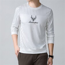 2023新款春季长袖t恤男士圆领卫衣中年上衣男装百搭休闲上衣图片