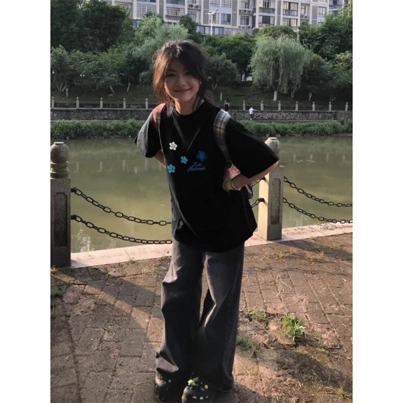 H0723-P30宽松休闲2026新款夏季短袖印花t恤女,男装T恤,星座617A-2