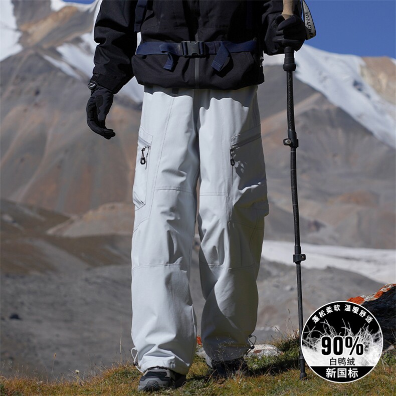 羽绒裤男士款登山长裤2025冬新款户外穿骑行三防休闲工装裤P115,男装棉裤,电商D310B