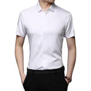 YL5911男式抗皱短袖衬衫冰丝休闲免烫修身无痕衬衣夏季P66图片