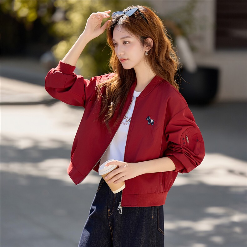 短款棒球服外套女款2026秋新款时髦洋气小个子休闲百搭夹克上衣,女装短外套,梦懿尔